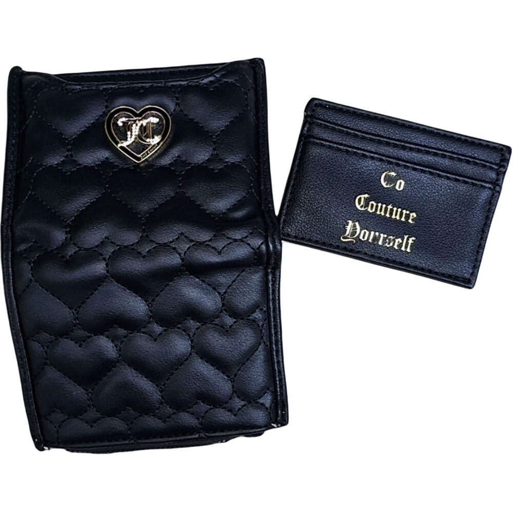 Juicy Couture Vegan Quilted Heart Bifold Wallet with removeable card case